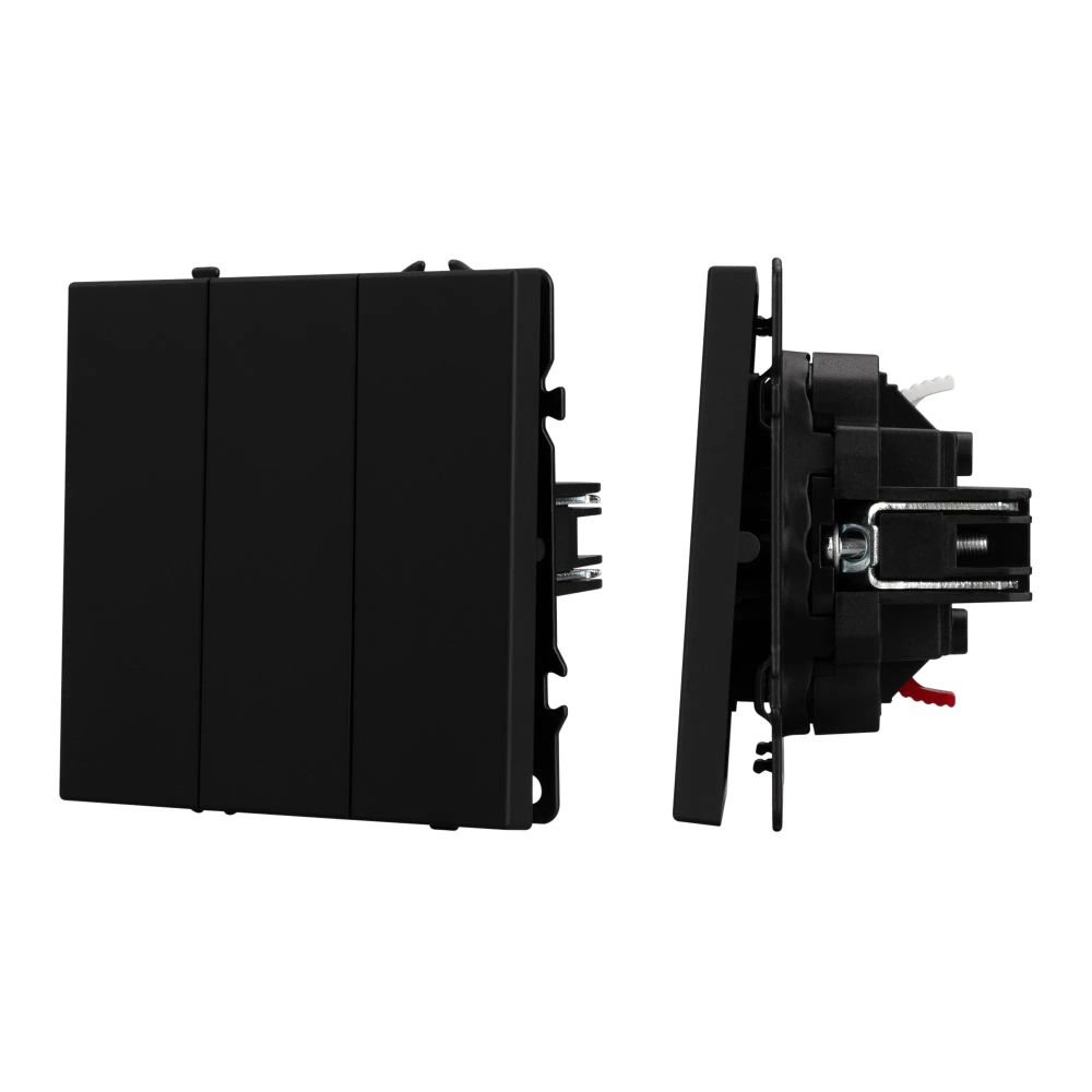 Механизм выключателя трехклавишный непроходной SWT-NOBE-MK03-SFPL-BK (230V, 10A) (Arlight, Черный оникс) 061796