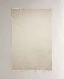 ZARA HOME ОДНОТОННЫЙ ПЛЕД ИЗ ХЛОПКА, ЗЕЛЕНЫЙ