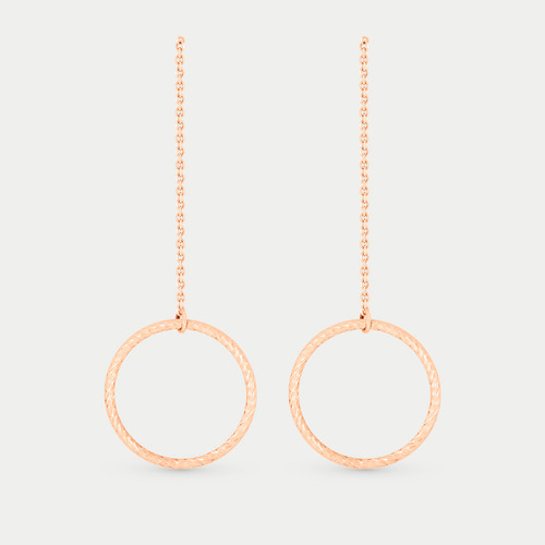 Серьги-продевки из розового золота 585 пробы без вставки для женщин (арт. 141004)