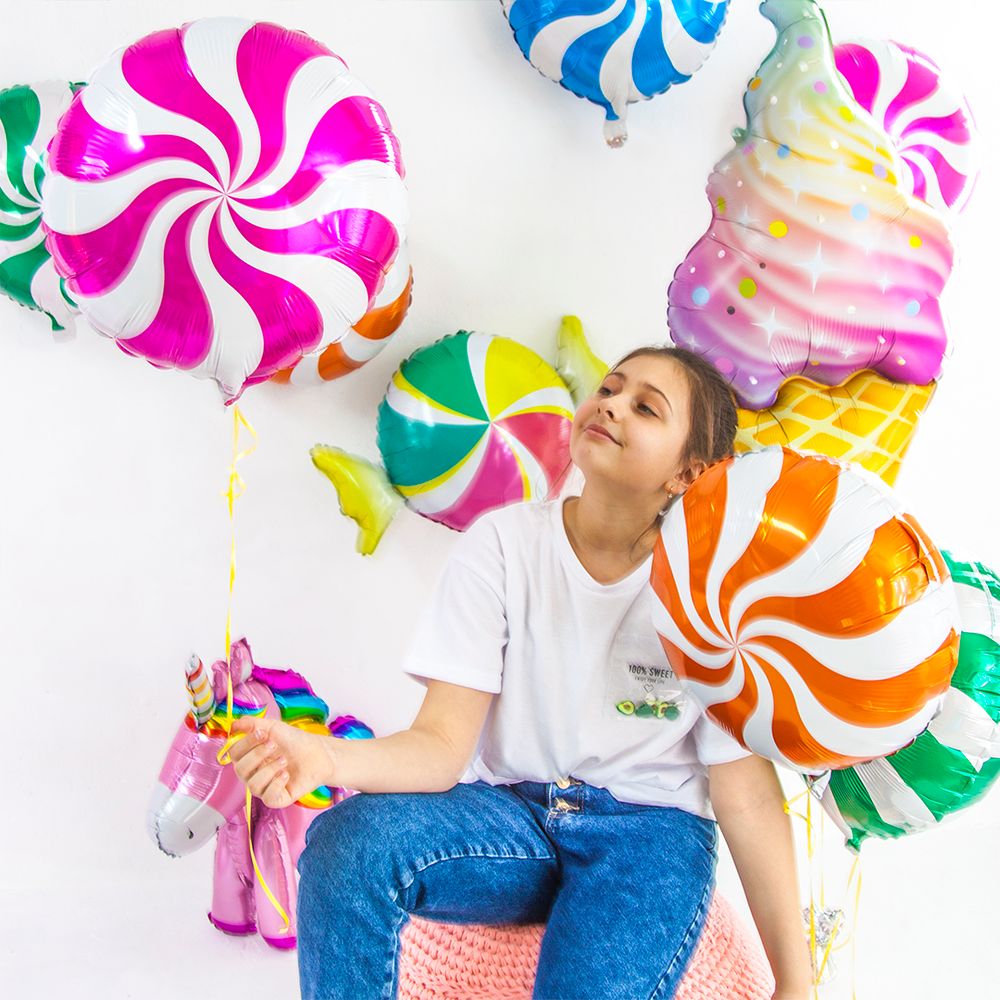 Шар (18"/46 см) Круг, Леденец, Фуше 1 шт.