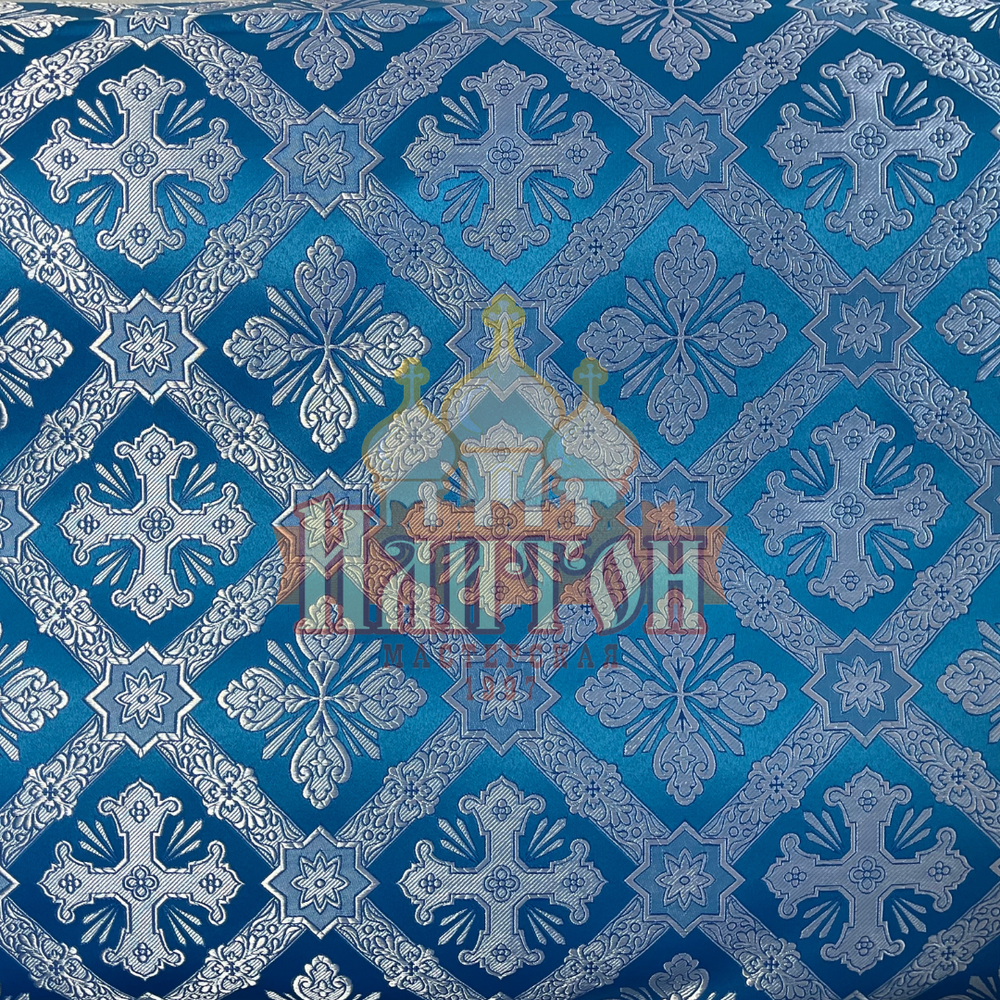 Шёлк "Канон" голубой с серебром