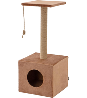 Когтеточка Столбик Куб с площадкой Джут/игрушка 35*30*85 (PerseiLine)