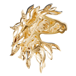 Брошь Лошадь с Бриллиантами Шампань, Brs0231-0/4