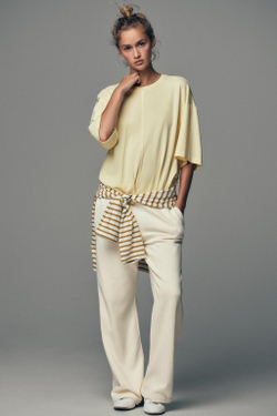 ZARA ФУТБОЛКА ОВЕРСАЙЗ С ЭФФЕКТОМ ПОТЕРТОСТИ, ЖЕЛТЫЙ