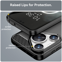 Мягкий чехол в стиле карбон на Huawei Pura 70 Pro и Pura 70 Pro+, мягкий отклик кнопок, серия Carbon от Caseport