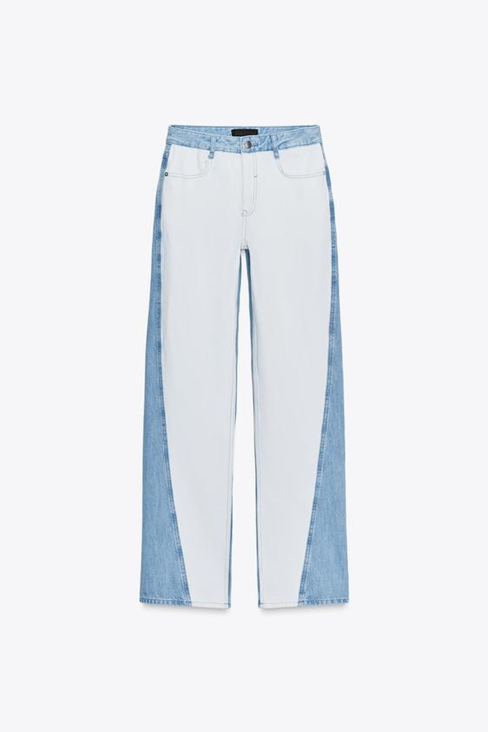 ZARA ДЖИНСЫ Z1975 STRAIGHT СО СРЕДНЕЙ ПОСАДКОЙ И КОМБИНИРОВАННОЙ ВАРКОЙ, ВЫЦВЕТШИЙ СИНИЙ