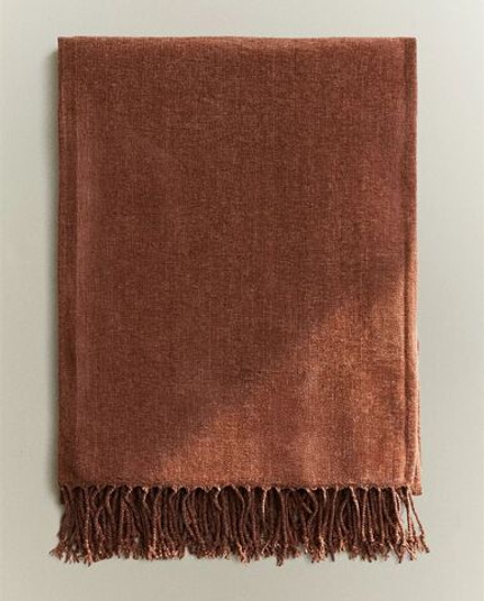 Zara Home - Синель одеяло, терракота, 140x190 см