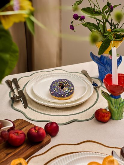 Салфетка под приборы anemone из коллекции trendy ruffles, D40 см, серый