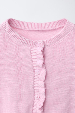 ZARA КАРДИГАН С ВОЛАНАМИ, РОЗОВЫЙ