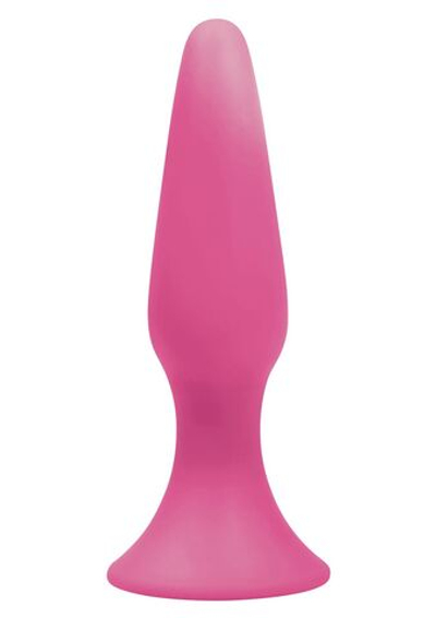 Розовая анальная пробка Sliders Silicone Anal Plugs Large на присоске - 15,2 см. (Цвет: розовый)