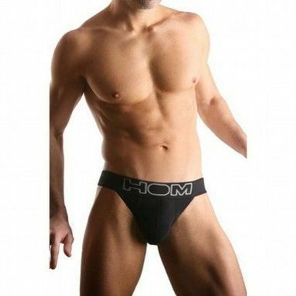 Мужские трусы танга черные с черной резинкой HOM Night Therapy Tanga Brief Black