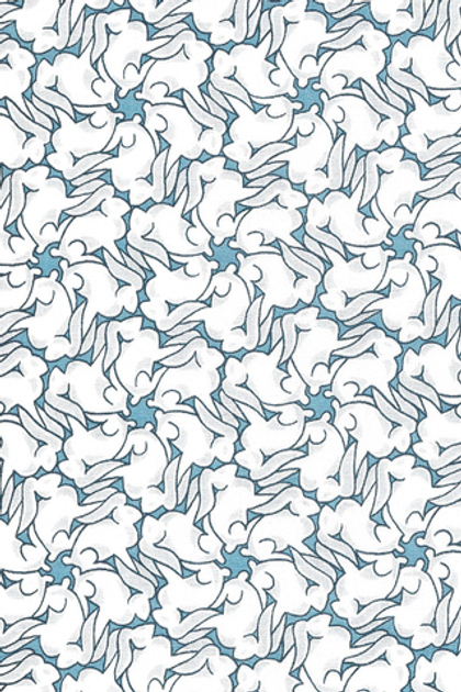 Рубашка с бело-голубым принтом "Кувыркающиеся хвосты"