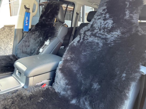 Меховая (Черный Медведь) накидка на сидение, натуральный мех, овчина, шкура, короткий ворс (1 шт,.) =