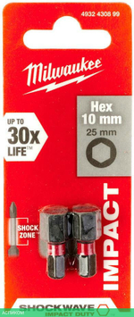 Набор бит Milwaukee Shockwave Hex10 25мм (2шт) 4932430899