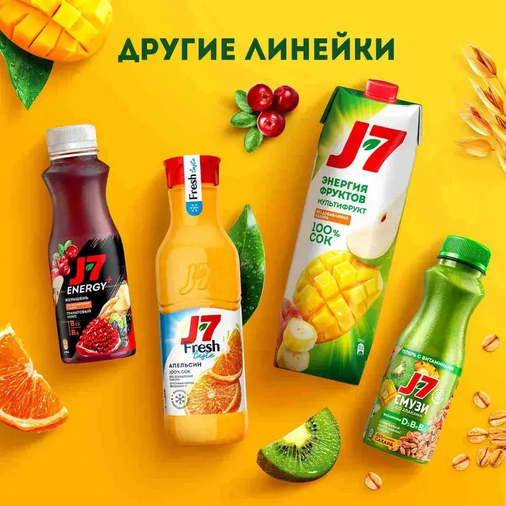 Смузи Банан-Яблоко-Вишня J7 Полезный Перекус со злаками 0,3л