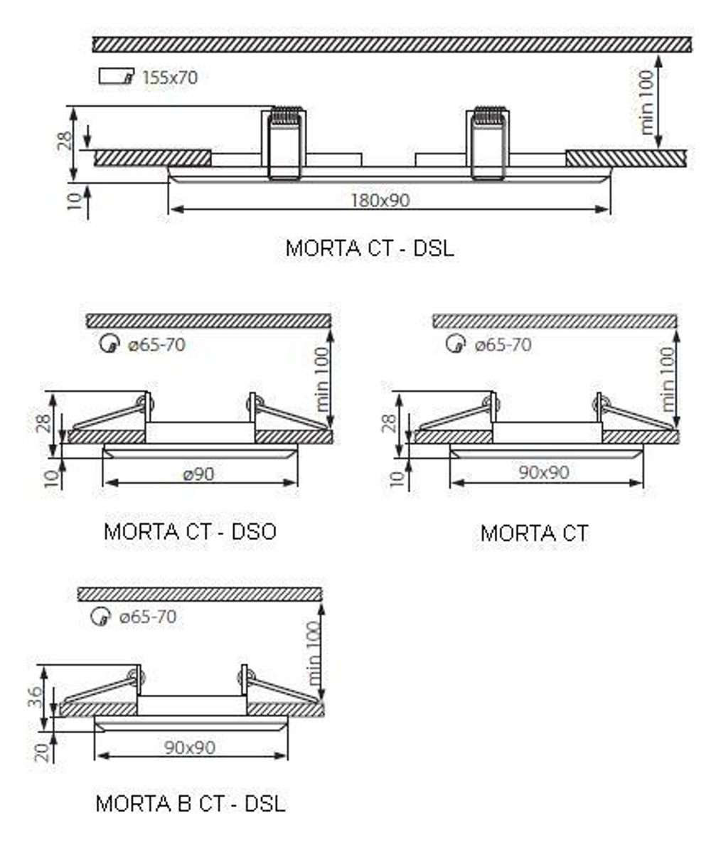 Квадратный точечный светильник KANLUX MORTA CT-DSL50-B