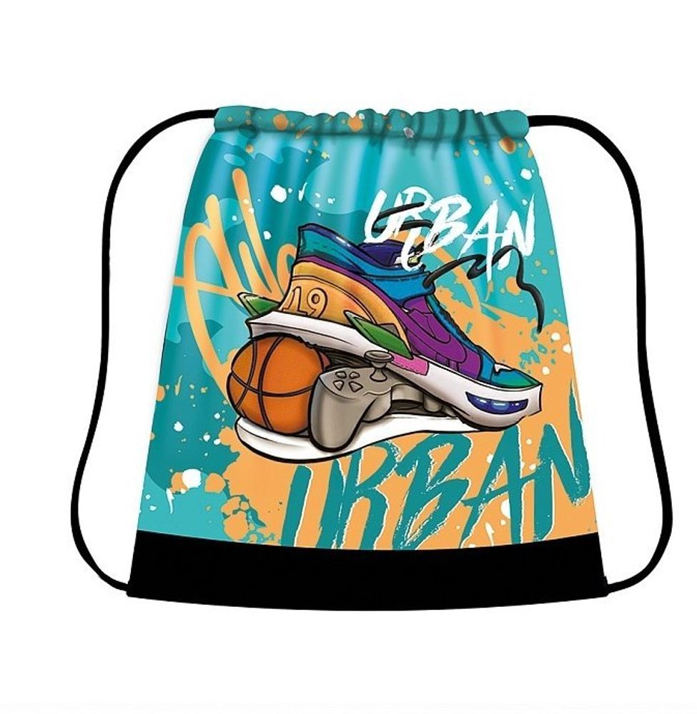 Мешок для сменной обуви, 1 отделение, ПЧЕЛКА, 340х420 мм, ткань, "Urban", бирюзовый, кросовок с мячом