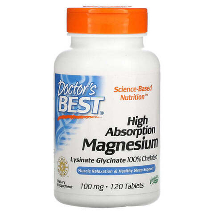 Doctor's Best, Магний 100 мг, High Absorption Magnesium 100 mg, 120 таблеток