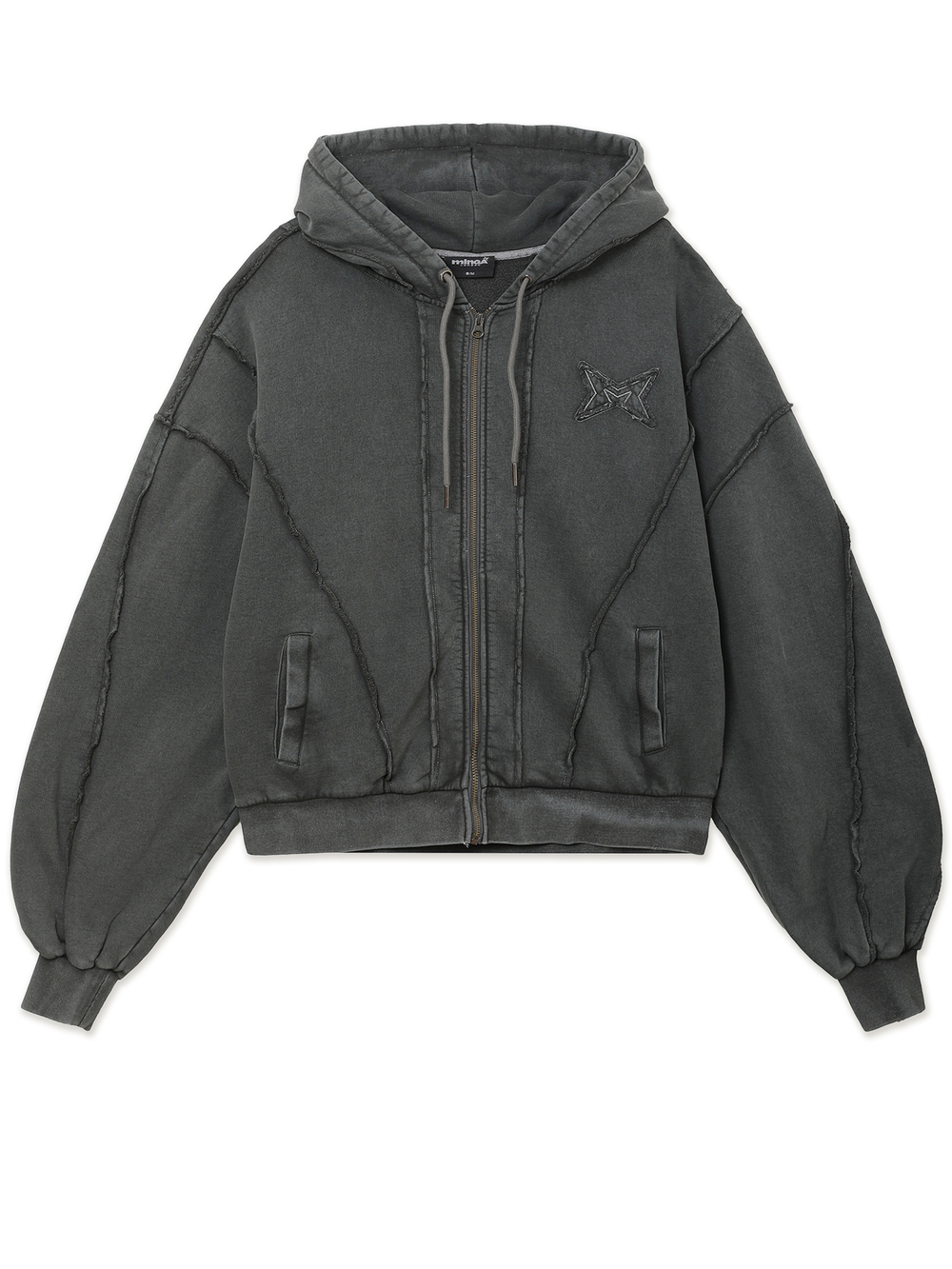Женская Толстовка Grey Washed Exposed Seams Zip Up