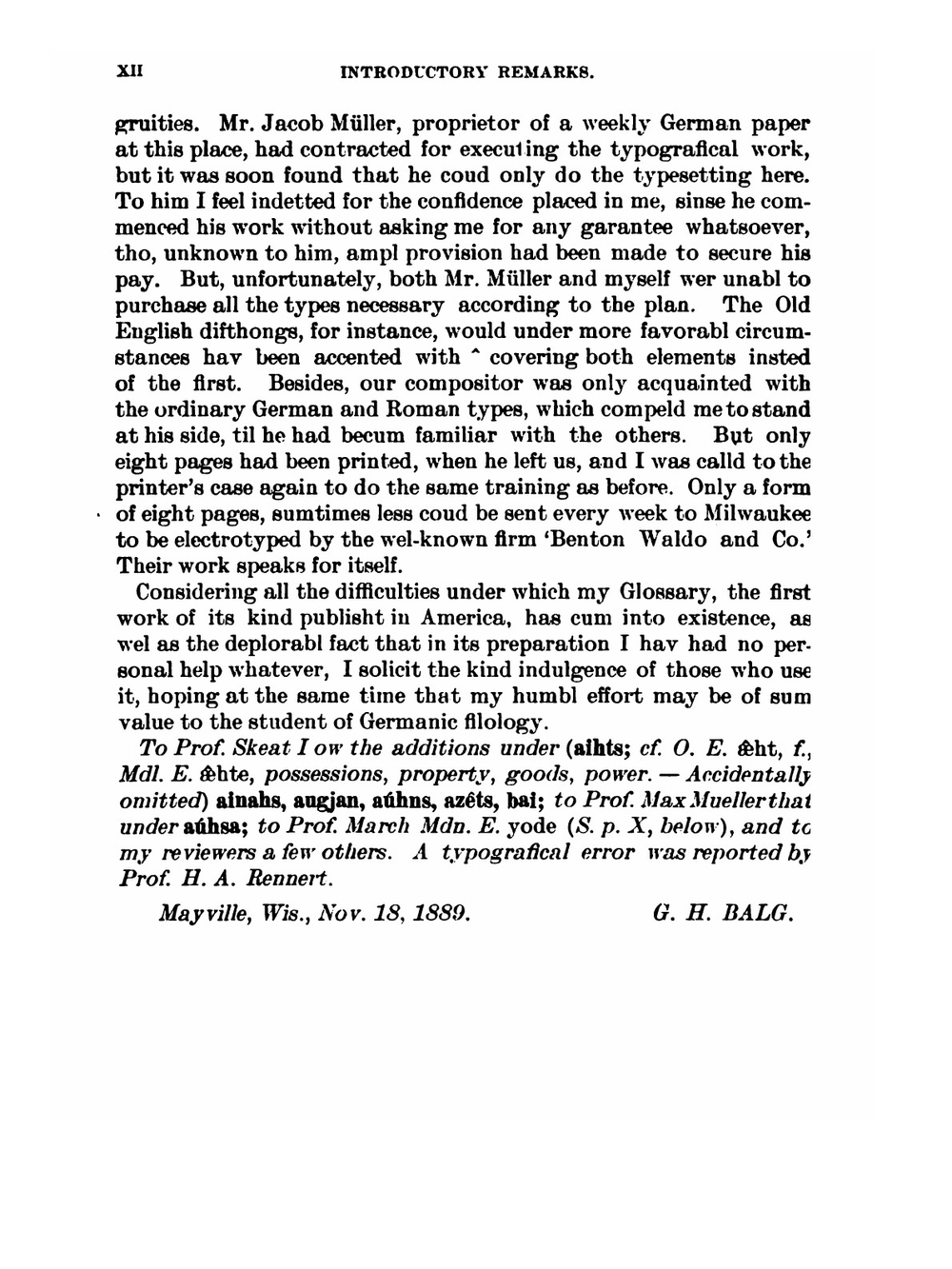 A Comparative Glossary of the Gothic Language with Especial Reference to English and German | Gerhard Hubert Balg