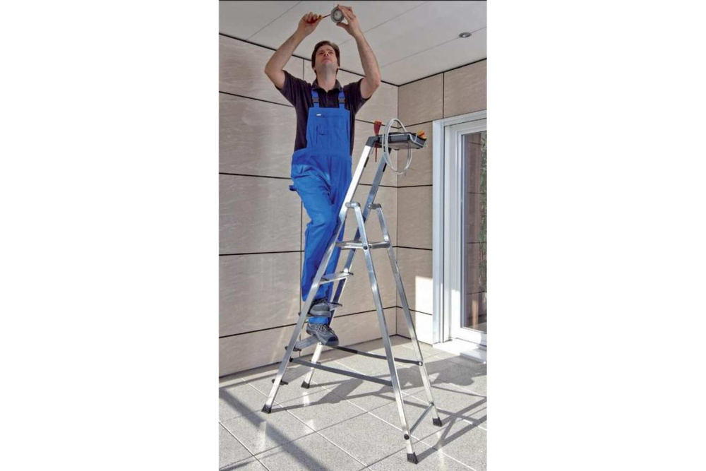 SECURY Стремянка,5 ступеней 100 мм,универсальная мульти-грип полка(126535)