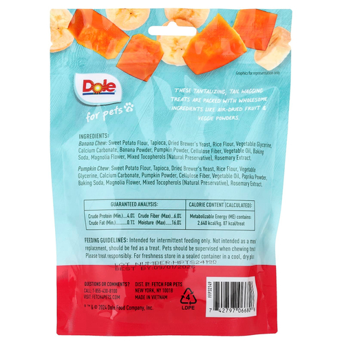 Dole for Pets, жевательные таблетки с бананом и тыквой, 200 г (7 унций)