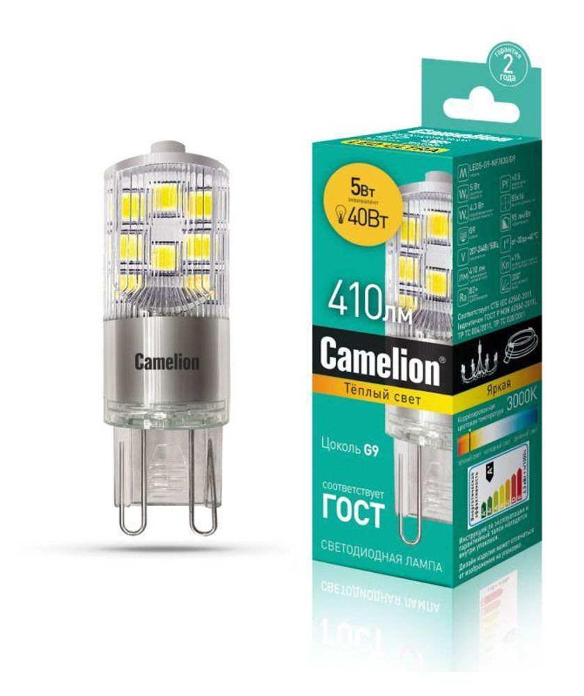 Лампа светодиодная LED5-G9-NF/830/G9 5Вт 220В Camelion 13704 Лампа светодиодная LED5-G9-NF/830/G9 5Вт 220В Camelion 13704