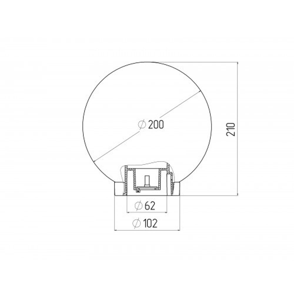 Садово-парковый светильник ЭРА НТУ 01-60-201 шар опаловый на опору / кронштейн IP44 Е27 max60Вт d200mm