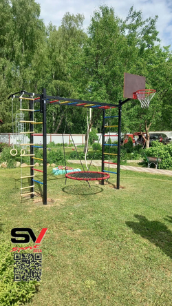 Монтаж уличной шведской стенки Sv Sport Рукоход (4 вертикальных столба)