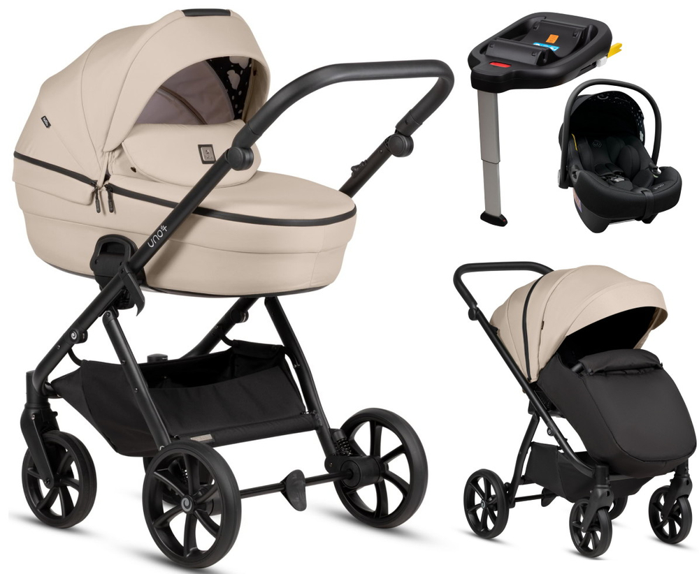 Детская коляска Tutis Uno 6 Plus Essential collection 4 в 1 с автокреслом Elo Lux EduSky Black и базой 1602180 Beige