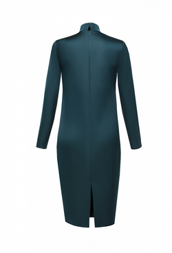 Шелковое прямое платье зелёное 06-03-21 FW