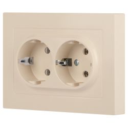 Розетка Intro Accent 6-205-02 двойная с заземлением 2X2P+E Schuko 16А-250В IP20 СУ AL/CU слоновая кость | Intro