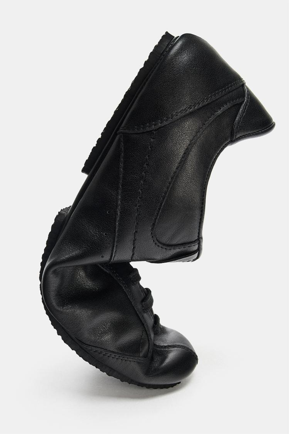 ZARA КОЖАНЫЕ ТУФЛИ-ДЕРБИ, ЧЕРНЫЙ