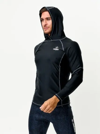Футболка рашгард лонгслив Sargan Скелетон-Сап Худи UPF 50+ черный