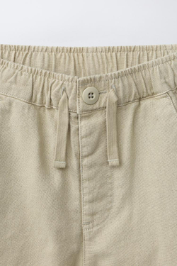 ZARA БЕРМУДЫ ИЗ СМЕСОВОГО ЛЬНА И ХЛОПКА, ЗЕЛЕНЫЙ