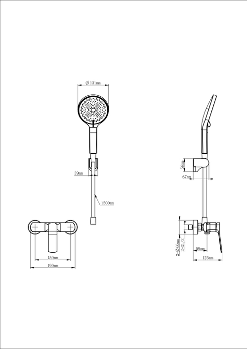 Смеситель для душа WONZON & WOGHAND, Черный матовый (WW-B2585-MB)
