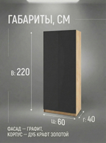 Шкаф Сева 2-х дверный 60х220х40 см узкий компактный Альбина
