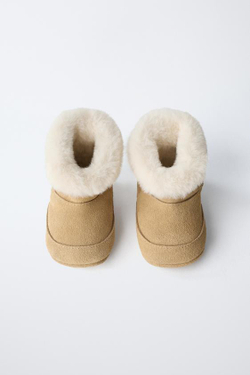 ZARA БОТИНКИ С ПОДКЛАДКОЙ, КОРИЧНЕВЫЙ