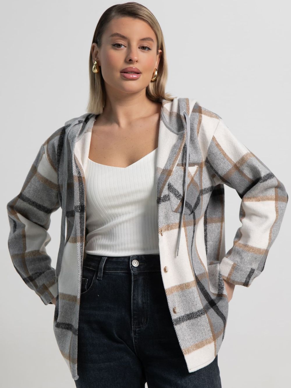 Рубашка теплая с капюшоном Олиссия (серая) Б15504-18М LT Collection