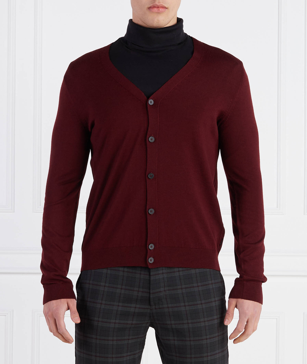 Хлопковый кардиган mardon-l BOSS BLACK - бордовый(50476356)