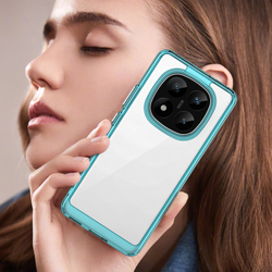 Усиленный чехол с мягкими рамками бирюзового цвета для Xiaomi Redmi Note 14 Pro+, увеличенные защитные свойства, мягкий отклик кнопок