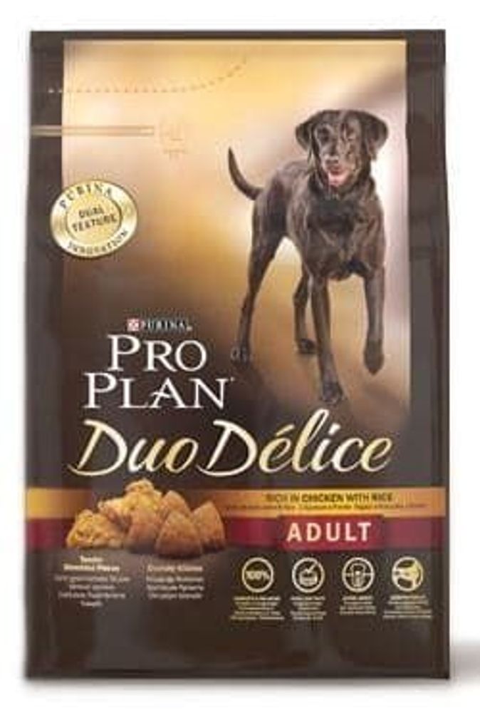 Purina Pro Plan 10кг Сухой корм для взрослых собак с курицей и рисом Duo Delice Chicken With Rice