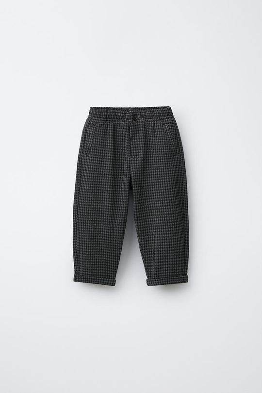 ZARA КОСТЮМНЫЕ БРЮКИ В КЛЕТКУ, СЕРЫЙ