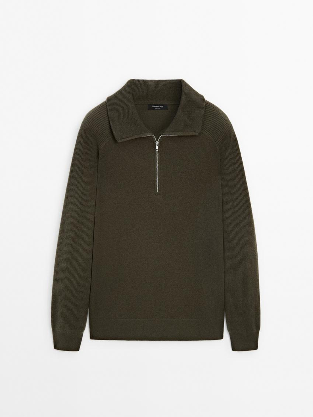 Massimo Dutti Свитер из смесовой шерсти, хаки