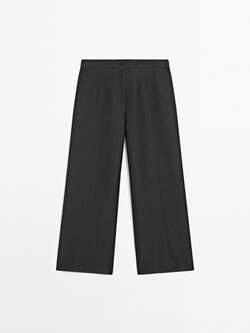 Massimo Dutti Брюки свободного кроя с широкими штанинами и декоративными швами, темно-серый