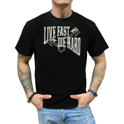 Футболка Franky Mouse Live fast die hard (Поршни) (S / черный)
