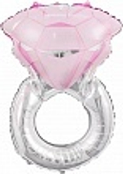 Шар (28""/71 см) Фигура, Кольцо с бриллиантом, Розовый, 1 шт. В159