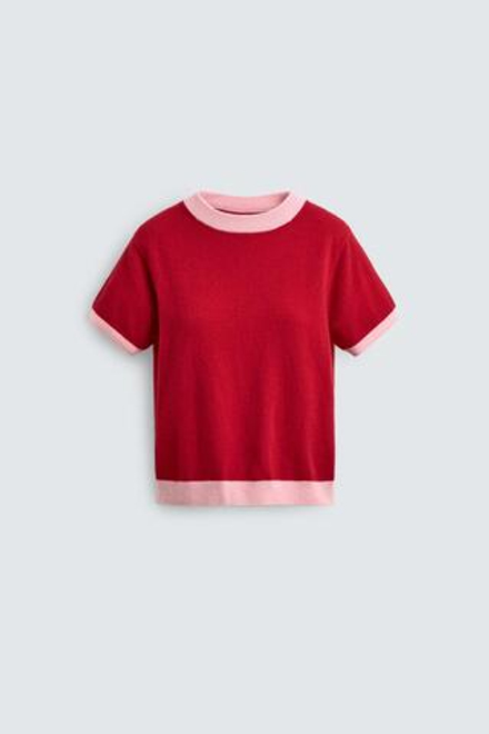 ZARA HARRY LAMBERT X DISNEY ТРИКОТАЖНЫЙ ТОП ИЗ 100% КАШЕМИРА, КРАСНЫЙ