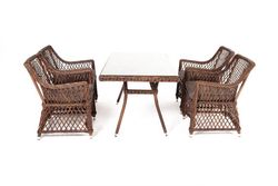 "Латте-140 L" обеденная группа плетеная, цвет коричневый