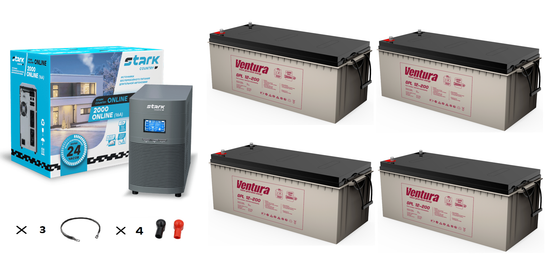 Комплект ИБП Stark Country 2000 online + АКБ Ventura GPL 12-200 х 4 шт.